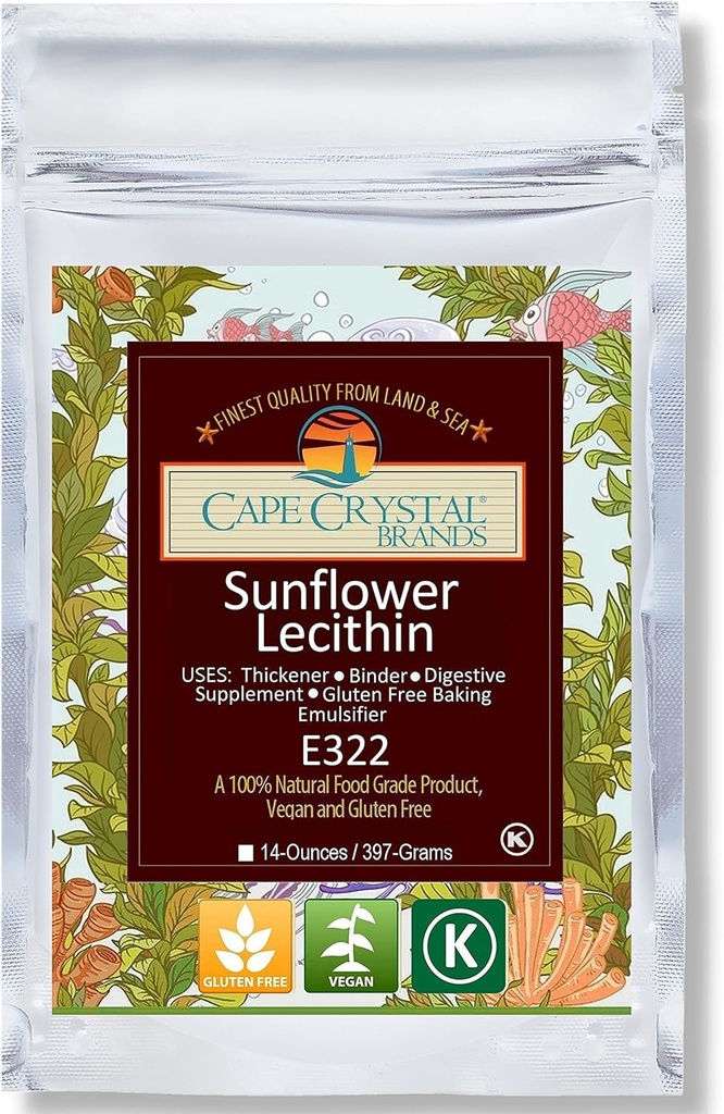 Cape Crystal Sunflower Lecithin Powder, 100% Natural og Gluten- Free. Det er Vegansk, Non- GMO Alternativ til Soy Lecithin Powder (14-oz.)