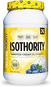 Isothority Whey Protein Isolate, Whipped Cream Blåbær, 2 LB - Ultra Absorbable Forgrenet Chain Aminosyrer (BCAA) Pulver med 25 g Per Servering, Lav Carb - Build Muscle & Accelerate Inddrivelse