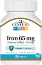 21. århundrede Jern 65 Mg Ferrosulfate 325 Mg Tablets, 120 Count (pakke med 2)