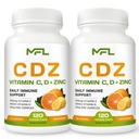 2 Pack, C D Z Beeg 124; C-vitamin, 1000mg Beeg 124; D-vitamin D3, 125mcg - 124; Zink, 25mg - 124; Non- GMO & Gluten Free