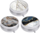 3 Pack Pill Box, Small Pill Case for Purse & Pocket, Cute Travel Medicine Organizer, Portable Medicine Container Holder to Hold Vitamins, Medication, Fish Oil & Supplement, Abstract Art Marble