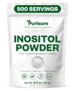 Fritid Myo- Inositol Powder, 250g, Fertilitet, Hormonal Balance og Ovarial Support, Pure Inositol Powder, Myo Inositol Supplement til Support Energy and Brain Wellness, Vegan, Non- GMO, 500 Servere