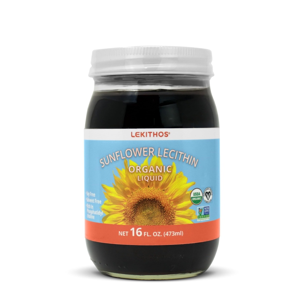 Organic Sunflower Lecithin Liquid - 16 fl oz - Certificeret USDA Organic - Cold Pressed (Solvent Free) - Ikke-GMO-projekt Verificeret