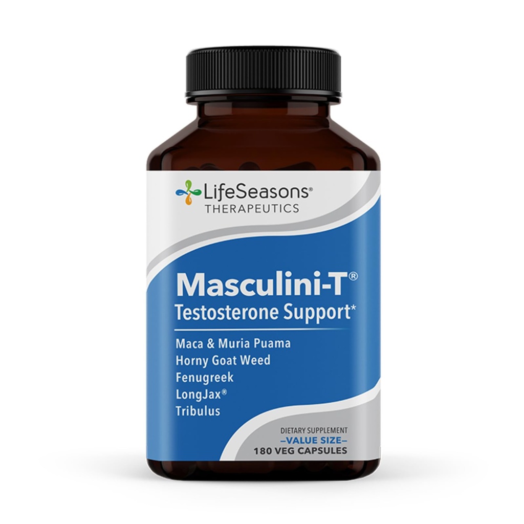 LifeSeasons Masculini- T - Testosteron Support - Forbedrer mentale og fysiske aspekter af seksuel og atletisk ydeevne - Understøtter normal erektil funktion - Forbedre Libido - 180 kapsler