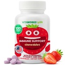 Kids Elderberry Med Zink og C-vitamin - Immun Support Chewable Tablets - Tasty Natural Mixed Berry Flavor - Vegansk, Vegetarisk, Gluten Free, Non- GMO, for børn, 120 Chewables