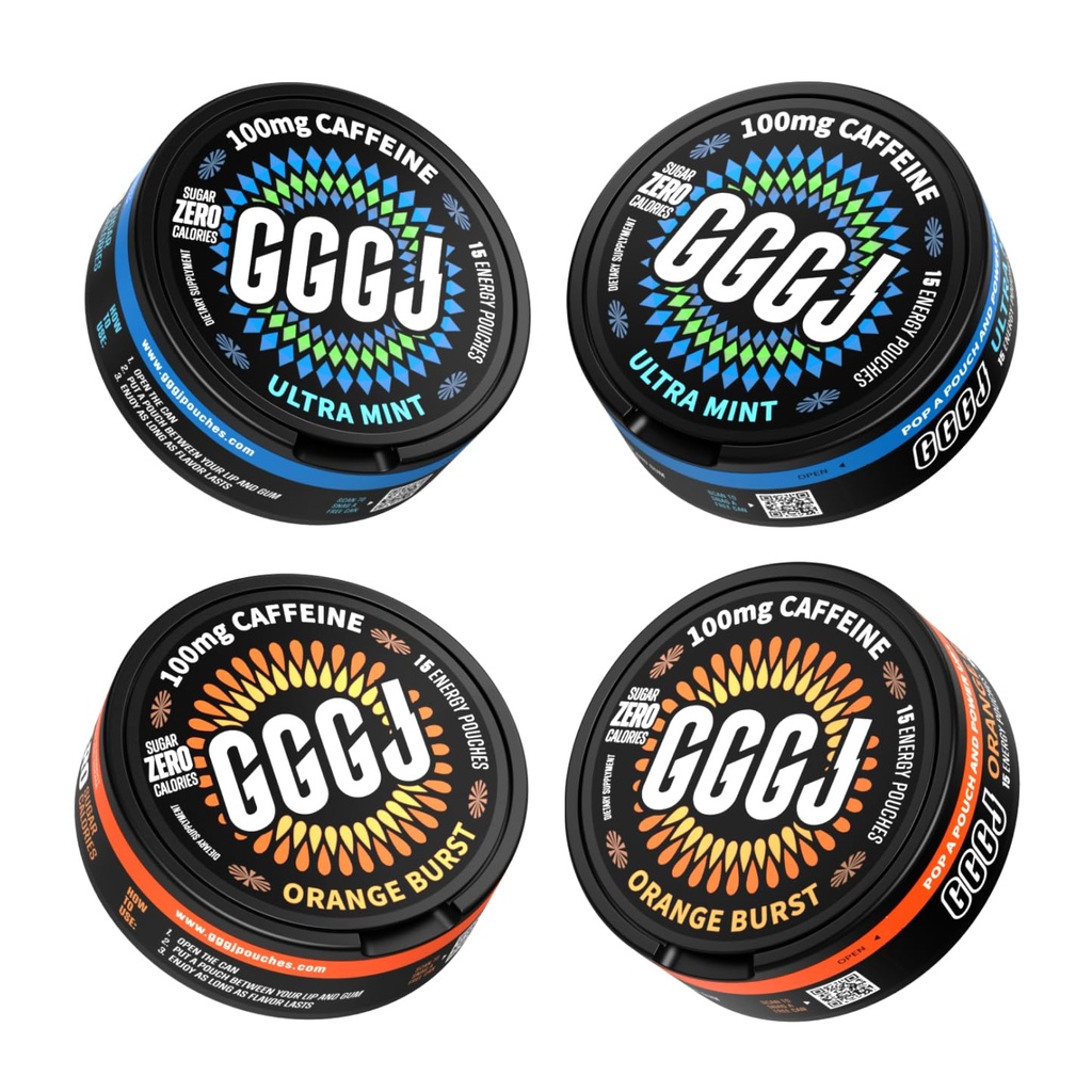100MG Caffeine Nootropic Energy Pouches | 15 Count Focus Pouches with Alpha GPC, L-Theanine, Rhodiola & B Vitamins | Nicotine-Free, Sugar-Free Plant-Based Energy (Mint+Orange)