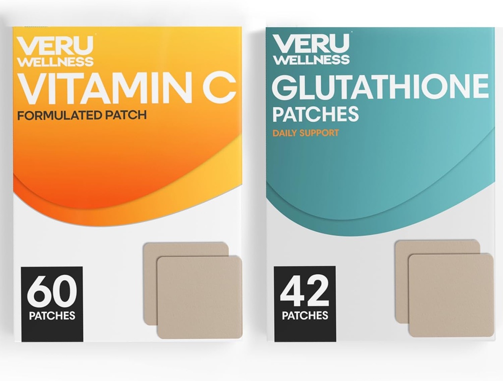 Veru Wellness Antioxidant Power Duo Lifestyle Patches C, Glutathione - Selvklæbende tidsfrigørelse Topical Patch, 8-10 Timer (42 dages forsyning)