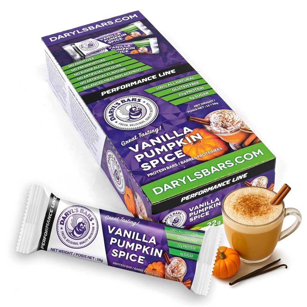 Daryl's Bars, Vanilla Pumpkin Spice On the Go Whey Protein Bars, Gluten Free, 22gr of Protein Snack, Meal Replacement, Pack of 1