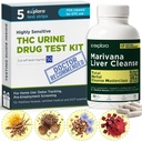 Exploro THC Detox Kit, Marijuana Test & Liver Cleanse Bundle, 5 Urine Strips + 60 Herbal Blend Capsules, Doctor-Formulated