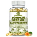 Pumpkin Seed Oil with Saw Palmetto, Cold Pressed Pumpkin Seed Oil Softgels | Hair Growth, Bladder & Prostate Health for Women Men, Fast Absorption 10:1 Extract 300mg Pumpkin Seed Oil Supplement, Non-GMO