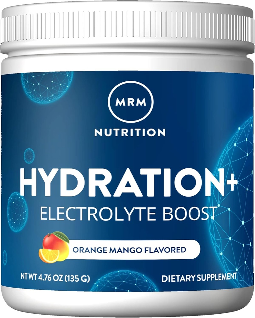 MRM Nutrition Hydration + • 124; Orange Mango Flavored • 124; Elektrolyte Boost • 124; Cellulær Hydration • 124; Vitamin + Elektrolyter • 124; Vegan + Gluten- Free • 124; 15 Servering