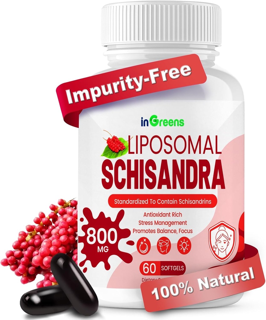 800MG Schisandra Organic Extract, Schisandra Supplement, Schisandra Berry Softgels for Energy Support, Leversundhed, Antioxidant Protection & fordøjelsesbesvær - 60 Softgels, Made in USA