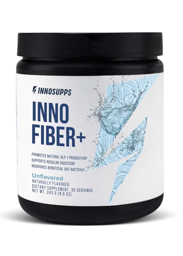 Inno Fiber+ Daily Fiber Supplement for Women and Men, 3-in-1 Pre + Pro + Postbiotic Formula, Supports Digestive Health, Gut Comfort & Fullness, Easy-Mix Soluble Fiber Powder (Unflavored)