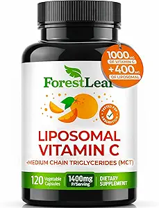 ForestLeaf Liposomal Vitamin C 1000mg Kapsler 124; Højdosis C Vitamin C Liposomal Supplement w Kokosolie Fedtsyrer 124; Hurtig Absorption 124; Immunstøtte, Antioxidant, Collagen Production