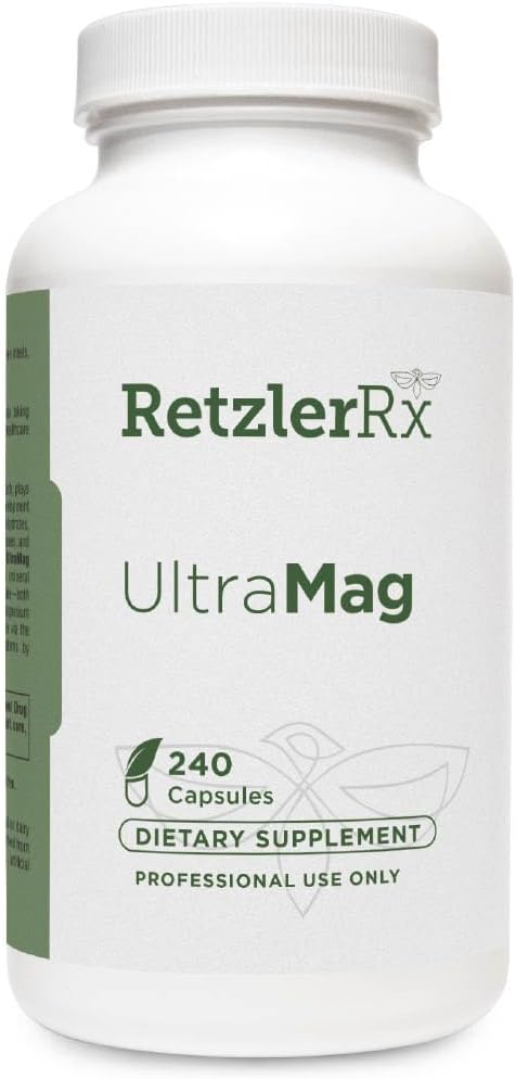 RetzlerRx UltraMag 125 Magnesium Glycinat Supplement - 240 kapsler med Patenteret TRAACS for forbedret absorption - understøtter hjerte-kar-sundhed, muskelfunktion, ben sundhed & styrke