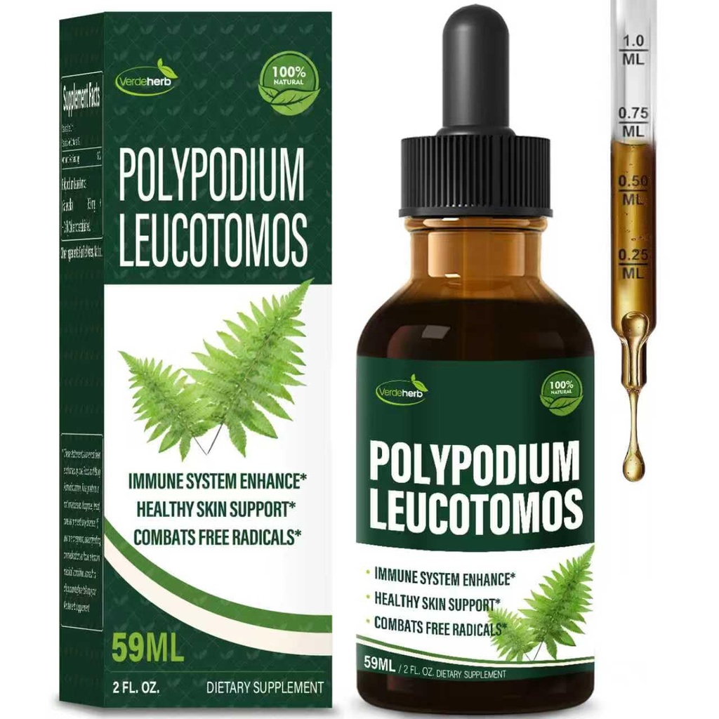 Polypodium leucotomos (Kalawalla Root) Immunsupport Drops, Natural Kalawalla Herb Extract Immunity Boost supplement til forbedring hud sundhed. Calaguala para Proteger la Piel. 2oz