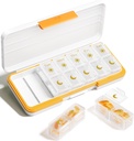 AM PM Pill Organizer 2 gange en dag, 7 dag Pill Box Ugentlig Pill Organizer Rejser med separat Container, Portable Daily Medicine Planner Dispenser sag for Vitamin, Fiskeolier, Kosttilskud Beige