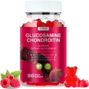 Glucosamin Chondroitin Gummies - 3000MG Extra Strength Joint Support Supplement med MSM & Elderberry, Fleksibilitet, Antioxidant Immunstøtte Gummy til voksne, Mænd & Kvinder - 90 Hindbær Gummies