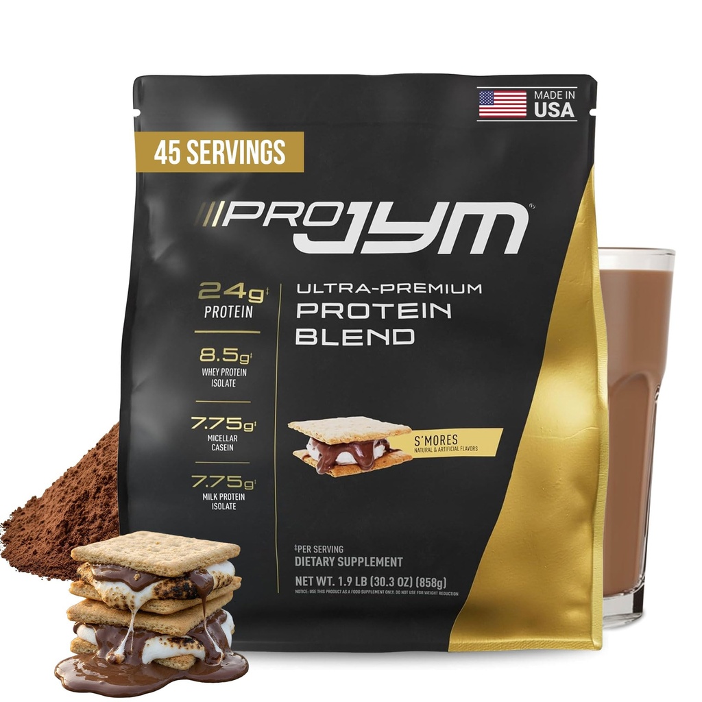 Pro JYM S 'Mores Protein Powder - Whey Protein Isolates, Casein, & Milk Protein, Lean Muscle Building for mænd og kvinder, JYM Supplement Science, 45 Servering