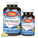 Carlson Labs Elite Omega-3, 1600 mg, Gems Fish Oil Soft Gels, Natural Lemon Flavor, 2 Pack (120 Greve hver)