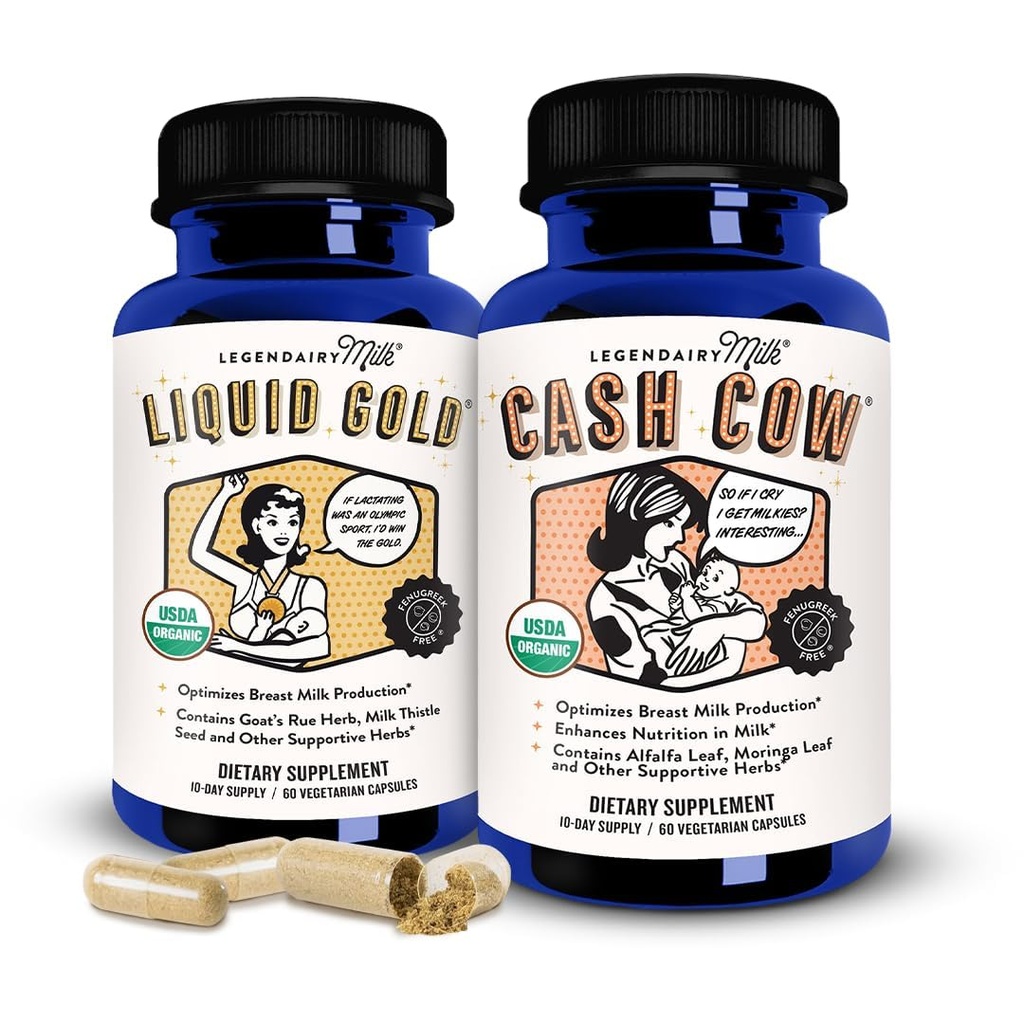 Legendairy Milk Liquid + Cash Cow, Amning Supplement for Milk Supply Increase and Enhance Prolaktin Release - Amning Support for Breast Milk Production