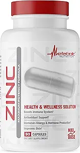 Zink supplement af Metabolic Nutrition, 75 mg, 90 Zink kapsler, Understøtter immunsystemet funktion w / Zink oxid