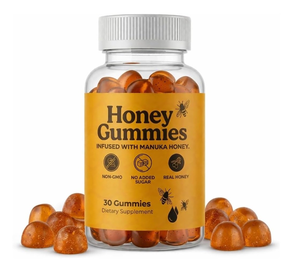 HoneyGummies - New-Zealand Manuka Honey MGO 83+ Shilajit, Ashwagandha & Sea Moss | Blood Flow, Stamina & Male Vitality Support – Sugar Free, Non-GMO, Made in USA - Pack of 1 (30 Count)