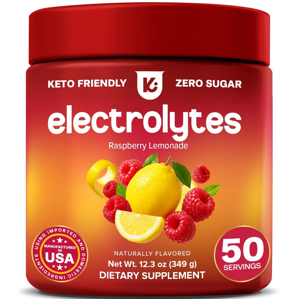 Keppi Electrolytes Powder - Raspberry Lemonade Flavor 50 Servering - Ingen sukker hydrering supplement med Magnesium, kalium, natrium - Keto, Vegan, Fasting- Friendly, Zero Calorie Electrolyte Drikke