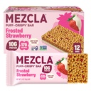 Mezcla Puff Crispy Protein Bars, Gluten Free & Vegan Protein Bars, 10g Protein, Alt for Crispy Rice Treat, Granola Bars & Breakfast Bars, Healthy Snacks for Adults, Frosted Strawberry, 12 Bars