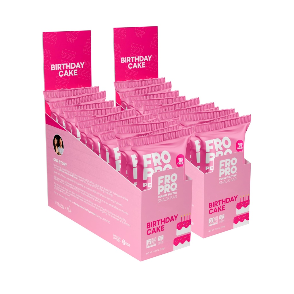 FROPRO Plant Protein Snack Bars, One Bite Crave-Worthy Taste, Honey-Sweetened Plant-Based Protein Bars, 9–10g Protein, Gluten & Dairy Free, Snack Size On-the-Go, Birthday Cake, 24 Pack