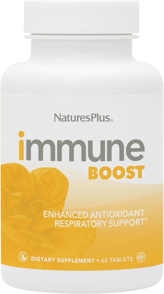 NaturesPlus immunboost - 60 tabletter - Forbedret antioxidant respiratorisk støtte, Samlet immunsystem sundhed - med høj-potens Vitamin & Min - Vegetar, Gluten Free - 30 Servere