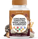 Lions Mane Mushroom Supplement med Tyrkiet Tail Reishi Cordyceps Chaga med Marshmallow Root - 60 Greve