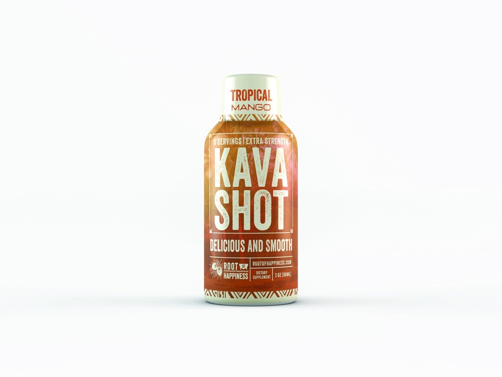 Kava og wellness Shot-124; 2oz-124; Tropical Mango Flavor-124; Non- Alkolsk-124; Afslappende Shot-124; Kosttilskud