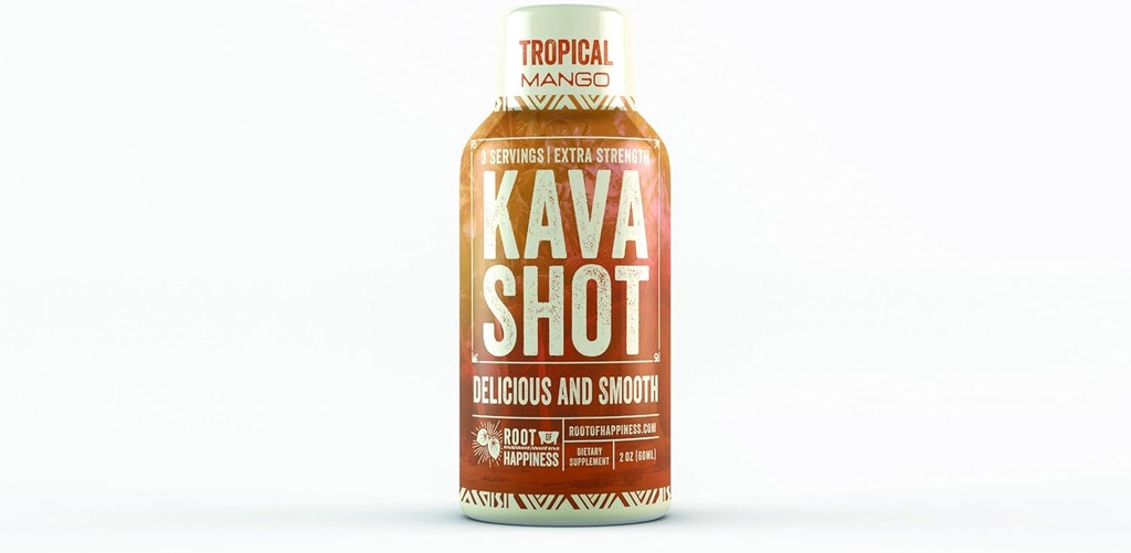 Kava og wellness Shot-124; 2oz-124; Tropical Mango Flavor-124; Non- Alkolsk-124; Afslappende Shot-124; Kosttilskud