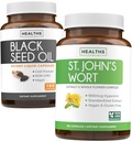 Black Seed Oil & St. John 's Wort (3-måned Supply) Harmony Essence Bundle of Black Seed Oil (180 kapsler) Cold- presset Nigella Sativa & St. John' s Wort (180 kapsler) med kraftfuld 900mcg Hypericin