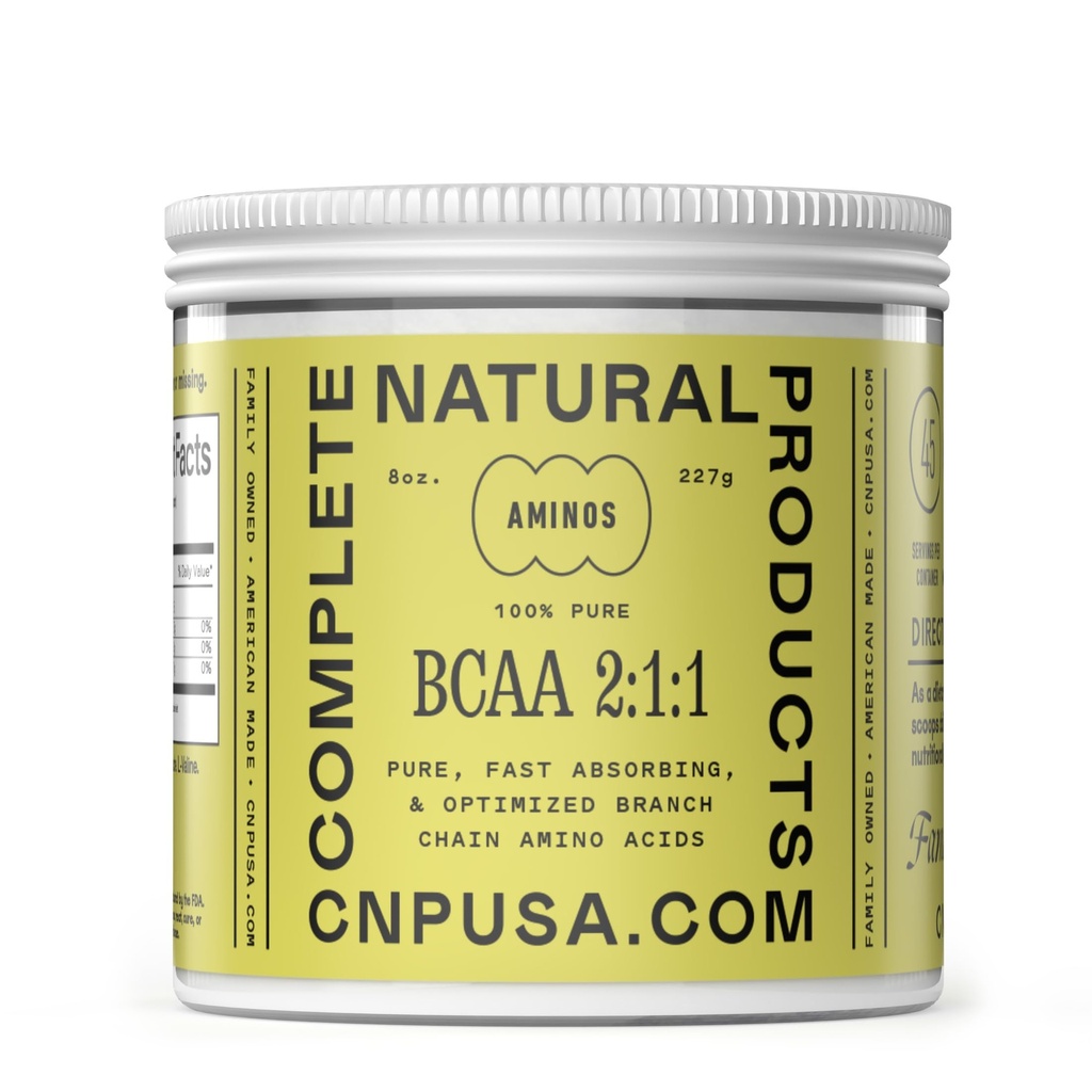BCAA 2:1:1 Powder, 8 oz, Pure Amino Acids Supplement for Muscle Recovery, 45 Servings