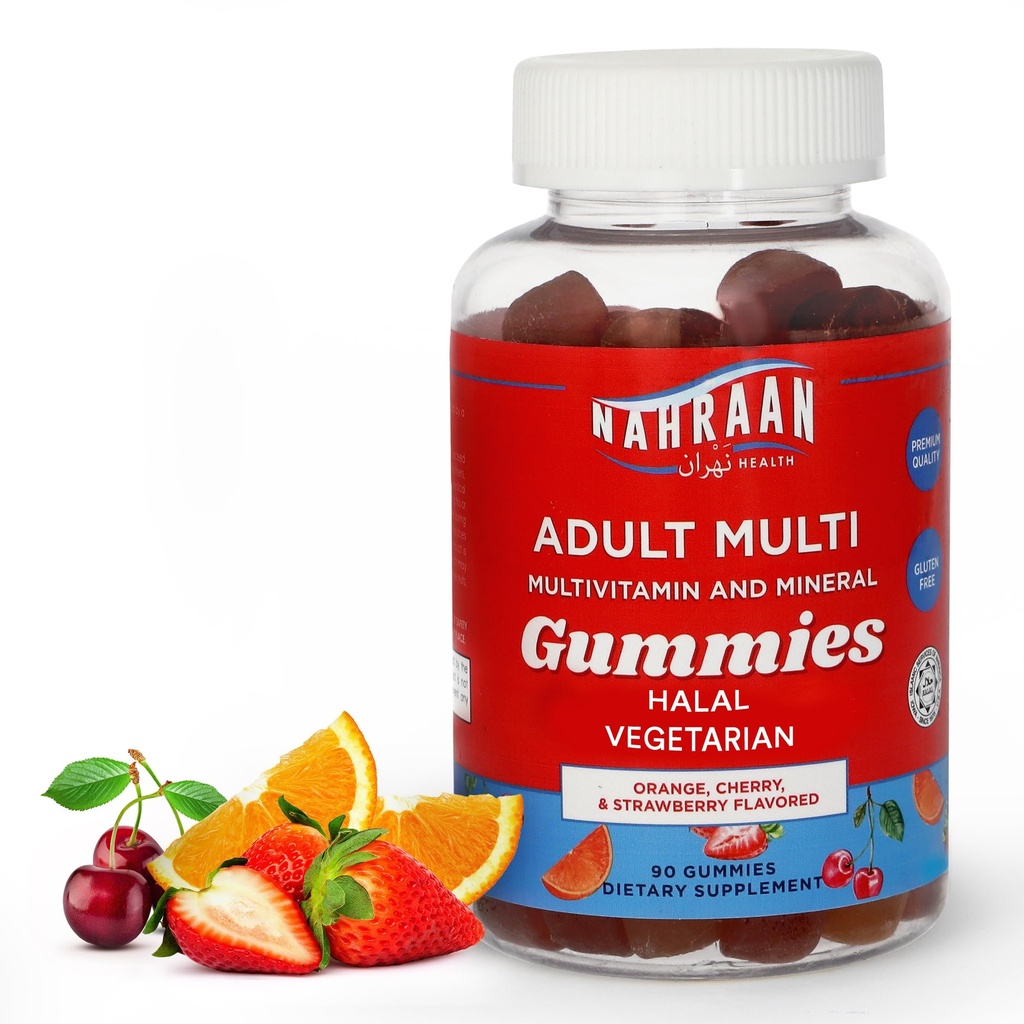 Halale vitaminer til voksne - Halale multivitaminer til kvinder og mænd - vitamin A, C, D, E, B6, B12 - Vegetarisk, Halal Gummies - 90 Greve