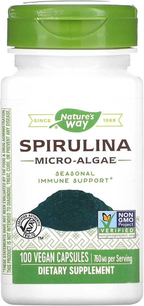 Nature 's Way Spirulina Micro- Algae 380 mg 100 Veg Caps