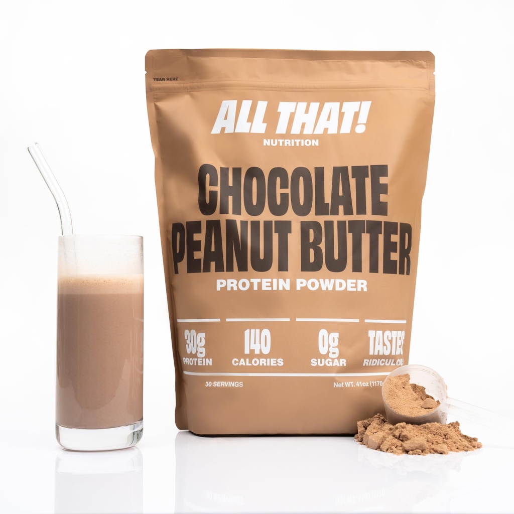 Chocolate Peanut Butter Protein Powder, 30G Whey Protein, Low Calorie, 0g Sugar, No Artificial Flavors, Soy-Free & Gluten-Free, 30 Servings