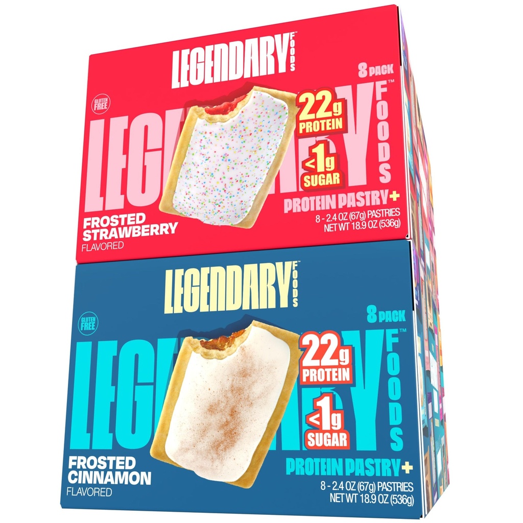 Legendary Foods Protein Snack Variety Pack 16-Pack Bundle - Frosted Cinnamon and Strawberry Pastries - High Protein, Low Carb, Zero Sugar Keto Friendly Snacks