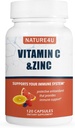 Vitamin C 1000mg with Zinc, Rose HIPS and Citrus Bioflavonoids, Immune Support Supplement Antioxidants Protection, 120 Capsules