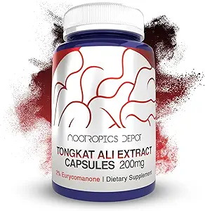 Nootropics Depot Tongkat Ali Extract Capsules | 200mg | 120 Count | 2% Eurycomanone by HPTLC | Eurycoma longifolia Root Extract