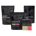 Sports Research Multi Flavor Hydrate Elektrolyter Pakninger, Hollandsk Chokolade Flavored Whey Protein Isolate Powder og Unflavored L- Glutamin