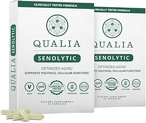 Qualia Senolytisk supplement, Fisketin, Quercetin, Piperlongumin & mere, Aging supplement, der understøtter optimal celle reparation & foryngelse, naturligvis Eliminere Zombie celler, kapsler, 2 Box