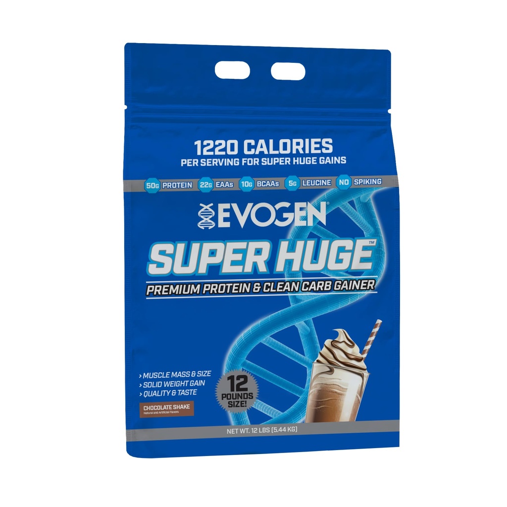 Evogen Super Huge Mass Gainer Protein Powder | 50g Protein, Chocolate Shake | High Calorie Weight Gainer for Men & Women with Carbs & Nutrients | Strength & Weight Gain Support