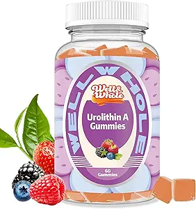 Well & Whole Urolithin A Gummies 1000mg med CoQ10 og Resveratrol, Mitokondrielle Kosttilskud, Muskelstøtte, Non GMO, Vegan, 60 Counts