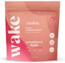 Rookie Wellness Wake - Natural Energy Drink Powder med 125 mg koffein fra Green Tea Extract, B-Complex Vitaminer, Ashwagandha Extract, & Guarana Extract (30 Servere, Jordbær Fields)