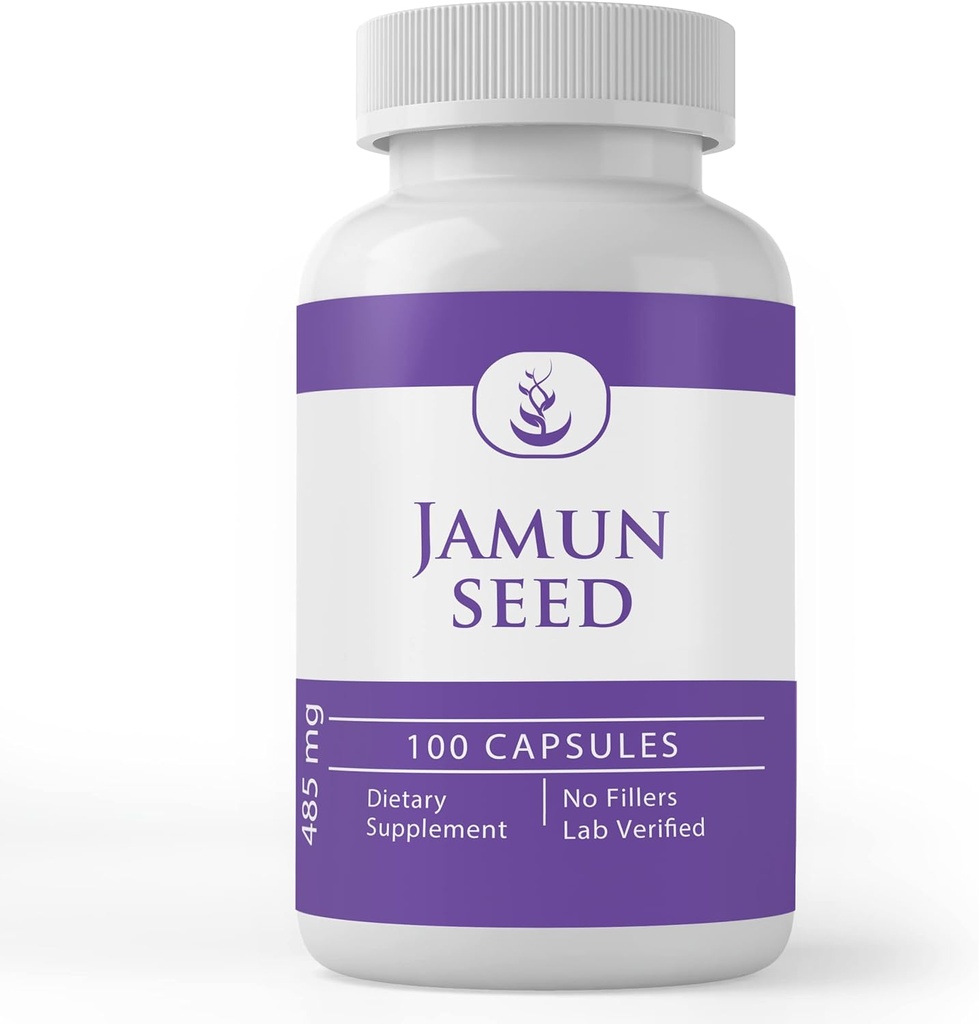 PURE ORIGINALSKE INGREDIENSER Jamun Seed Capsules (100 kapsler) Altid ren, ingen tilsætningsstoffer eller fyldstoffer, Lab Verified