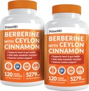 21- in-1 Berberine Supplement med Ceylon Cinnamon med Chrom, Bitter Melon og Green Tea Extract og Black Pepper Extract 5X for Energy & Metabolisme Support med 5279 mg (120 ct, pakke af 2)