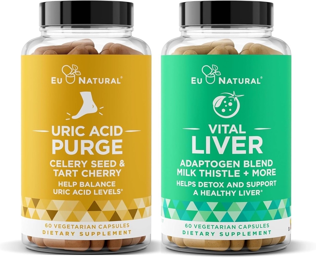 Udrensning! Urisyre Flush og Vital Lever Bundle - Detox, Rengøring, og reparation til fælles støtte & aktiv mobilitet Plus optimal leverfunktion & fordøjelsesmæssig sundhed